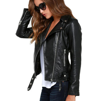 Black leather jacket women