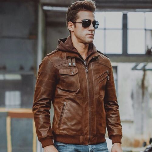 brown leather jacket