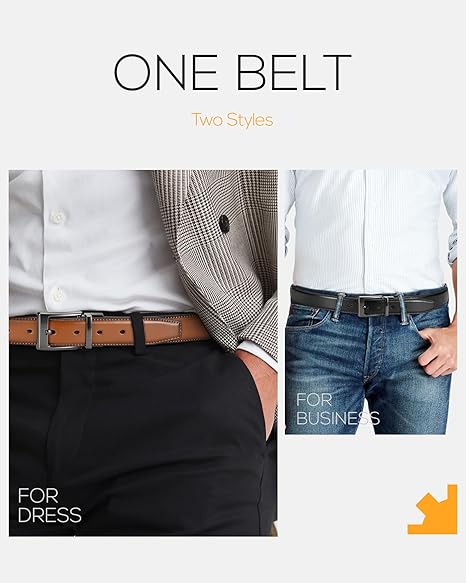 Men’s Reversible Leather Belt for Casual Wear