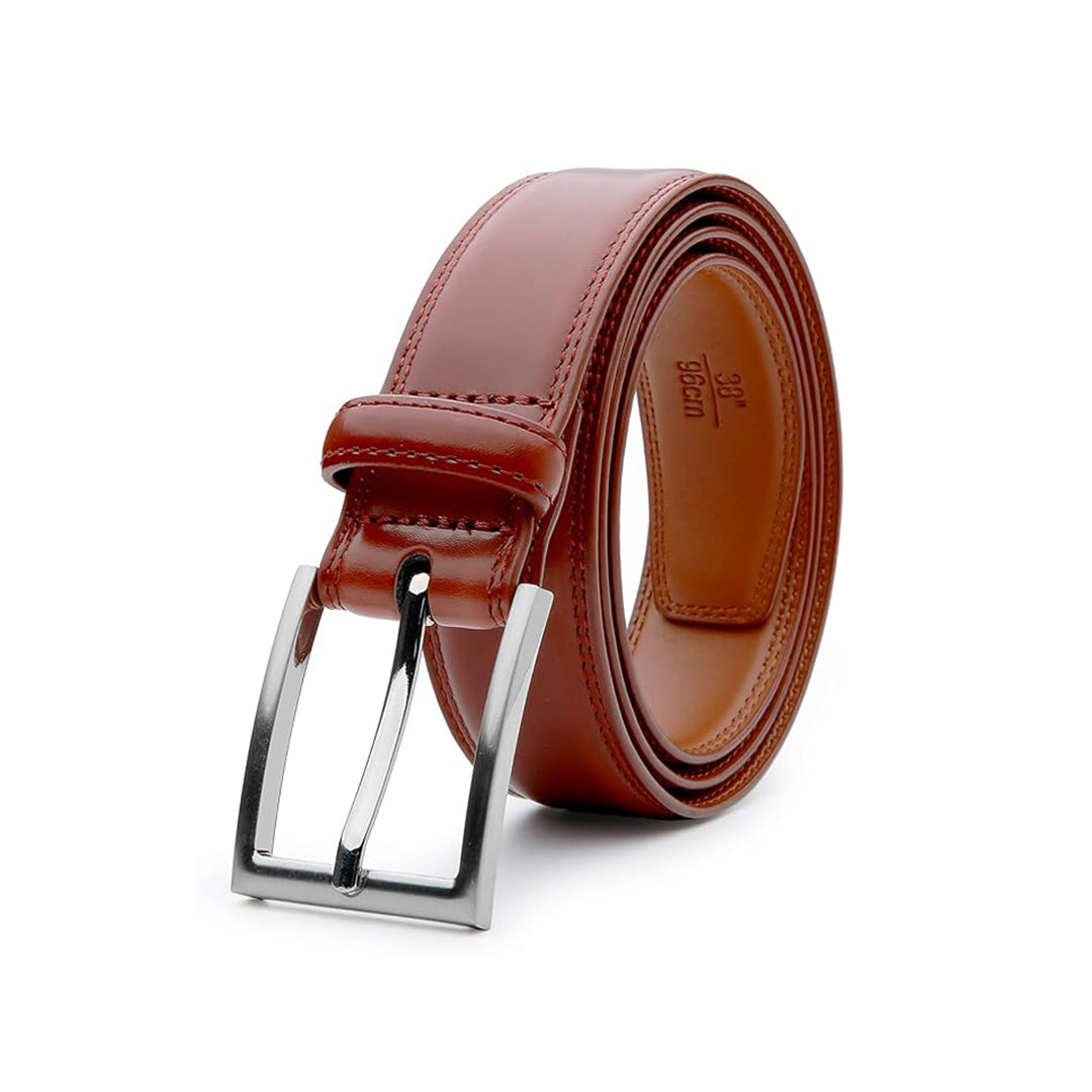 Men's Genuine Leather Classic Belt with Single Prong Buckle